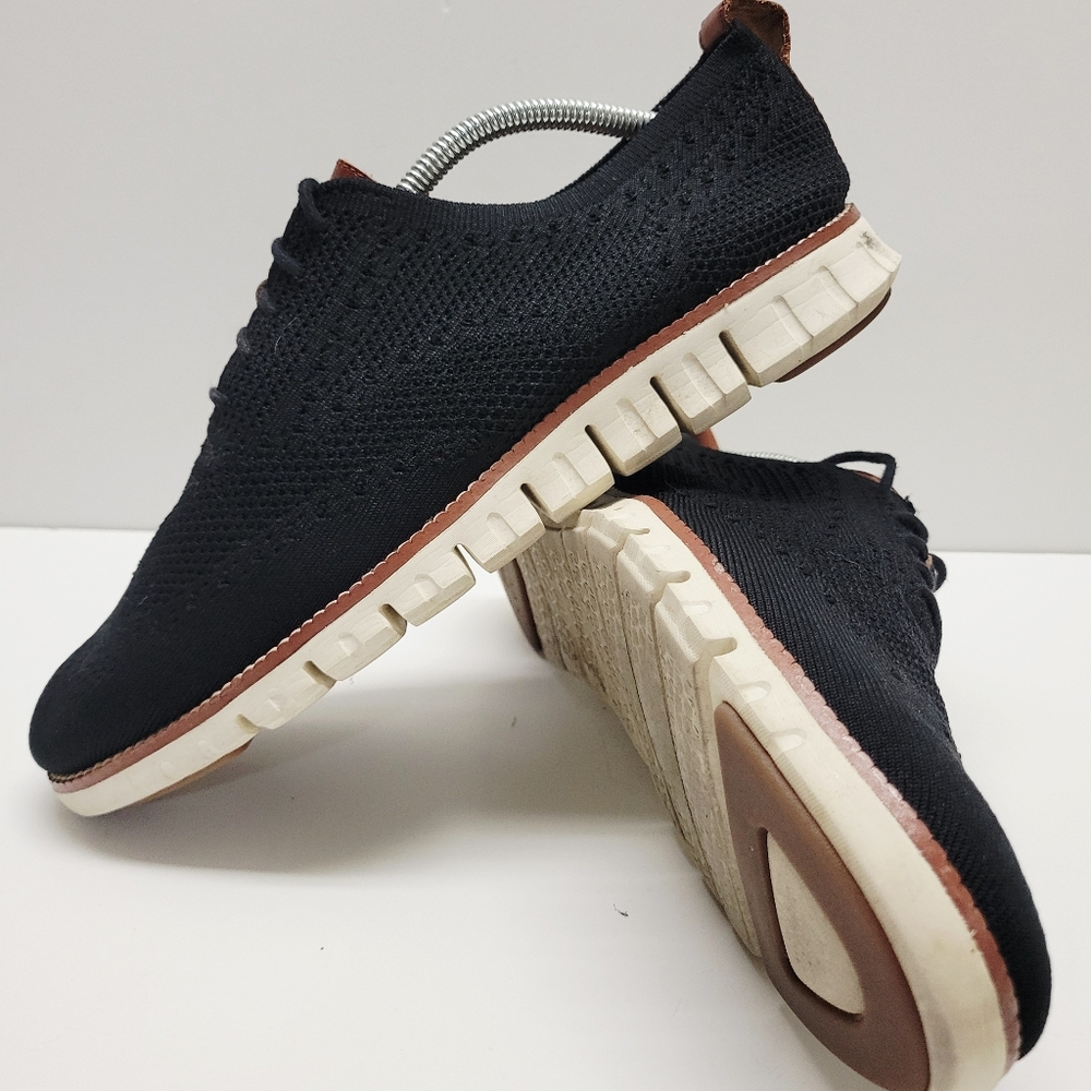 Cole Haan Zerogrand Stitchlite Black Knit Wingtip Shoes C24948 Mens Size 10